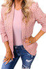 Pink 3/4 Sleeve Leopard Blazer