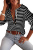 Black Striped Frill Trim Snap Button Top