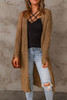 Brown Open Front Drop Shoulder Knitted Cardigan
