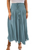 Green Drawstring Smocked High Waist A-line Skirt Green Drawstring Smocked High Waist A-line Skirt
