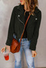 Buckle Belted Zip Up Corduroy Jacket