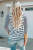 Long Sleeve Stripe Button Henley Top