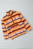 Multicolor Striped Kangaroo Pocket Buttoned Sherpa Sweatshirt