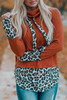 Leopard Patchwork Cowl Neck Knit Top