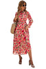 Frilled Collar Long Sleeve Tiered Maxi Floral Dress