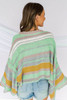 Green Striped Bell Sleeves Loose Sweater