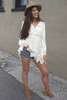 White Bell Sleeves Crochet Insert Blouse