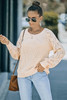 Beige Hollow-out Puffy Sleeve Knit Sweater
