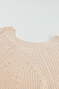 Beige Hollow-out Puffy Sleeve Knit Sweater