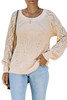 Beige Hollow-out Puffy Sleeve Knit Sweater