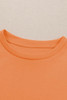 Orange Plain Crew Neck Long Sleeve Top