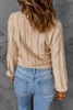 Apricot Hollow Out V Neck Pullover Sweater