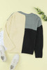Gray Crew Neck Contrast Color Block Sweater