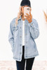 Sky Blue Acid Wash Flap Pocket Boyfriend Shacket