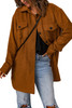 Brown Long Sleeve Pockets Buttoned Shirt Jacket