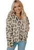 Leopard Drawstring Hooded Pullover Sweater