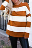 Brown Striped Drop Shoulder Pullover Sweatshirt