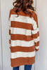 Brown Striped Drop Shoulder Pullover Sweatshirt