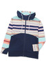 Blue Striped Color Block Thumbhole Sleeve Full Zip Hoodie