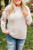 Plus Size Floral Raglan Sleeve Striped Hoodie