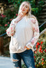 Plus Size Floral Raglan Sleeve Striped Hoodie