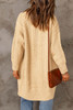 Beige Chunky Knit Open Front Cardigan