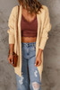 Beige Chunky Knit Open Front Cardigan