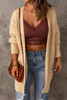 Beige Chunky Knit Open Front Cardigan