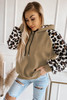 Khaki Leopard Bishop Sleeve Hooded Sweatshirt