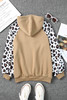 Khaki Leopard Bishop Sleeve Hooded Sweatshirt