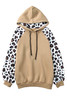 Khaki Leopard Bishop Sleeve Hooded Sweatshirt