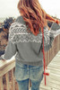 Gray Geometry Knit Quarter Zip Sweater