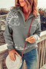 Gray Geometry Knit Quarter Zip Sweater