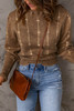 Brown Long Sleeve O-neck Knitted Sweater