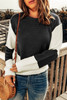 Black Two-Tone Chevron Pullover Sweater