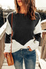 Black Two-Tone Chevron Pullover Sweater