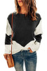 Black Two-Tone Chevron Pullover Sweater