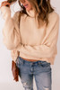 Apricot Plain Turtleneck Drop Sleeve Ribbed Sweater