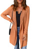 Orange Ribbed Open Front Knit Cardigan