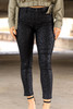 Black Sheen Leopard Print Mid Rise Skinny Pants