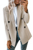 Chevron Ribbed Double Breasted Lapel Collar Blazer Chevron Ribbed Double Breasted Lapel Collar Blazer