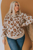 Plus Size Ribbed Hem Leopard Sweater