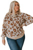 Plus Size Ribbed Hem Leopard Sweater