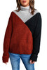 Black Color Block Drop Shoulder Turtleneck Sweater