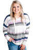 Plus Size Striped Hooded Knit Sweater