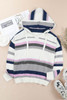 Plus Size Striped Hooded Knit Sweater