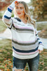 Plus Size Striped Hooded Knit Sweater