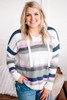 Plus Size Striped Hooded Knit Sweater Plus Size Striped Hooded Knit Sweater