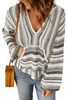Black Striped Knit Kangaroo Pocket Hooded Sweater