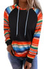 Multicolor Colorful Striped Patchwork Kangaroo Pocket Hoodie Multicolor Colorful Striped Patchwork Kangaroo Pocket Hoodie